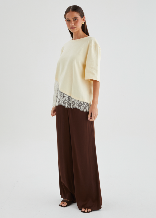 Lolana Lace Splice Top - Lemon
