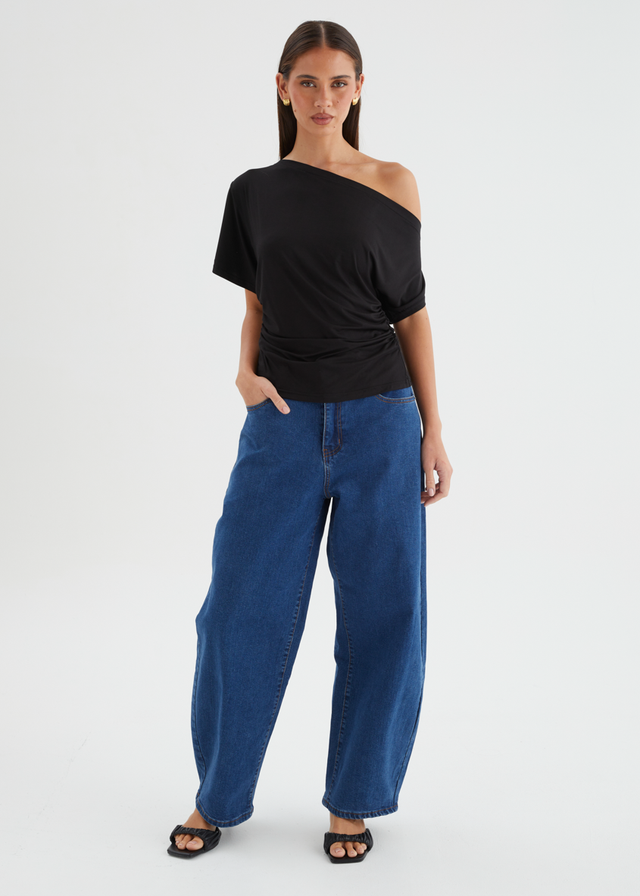 Haley Drop Shoulder Top - Black
