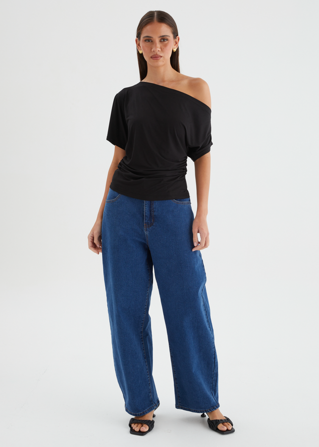 Haley Drop Shoulder Top - Black