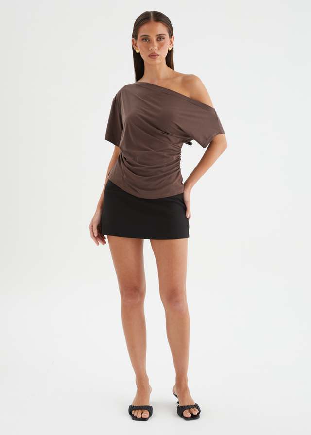 Haley Drop Shoulder Top - Chocolate