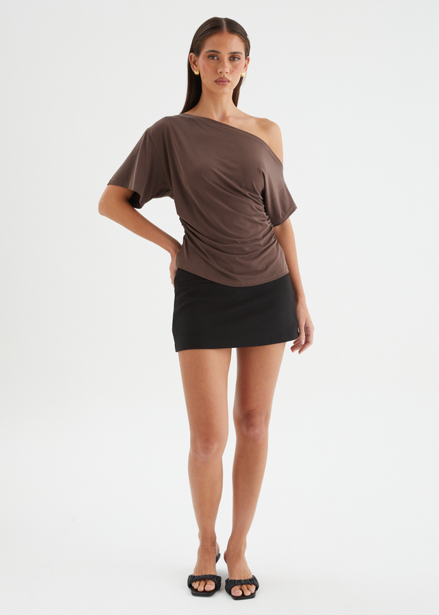 Haley Drop Shoulder Top - Chocolate