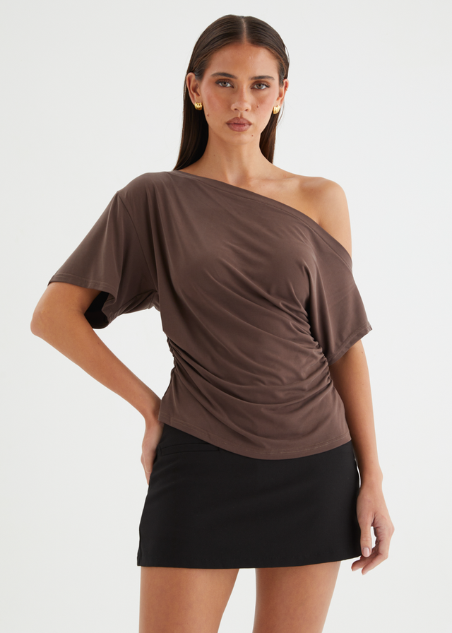 Haley Drop Shoulder Top - Chocolate
