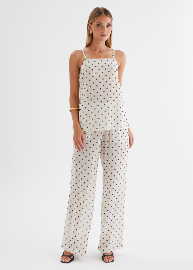 Felecia Pants - Beige Polka Dot