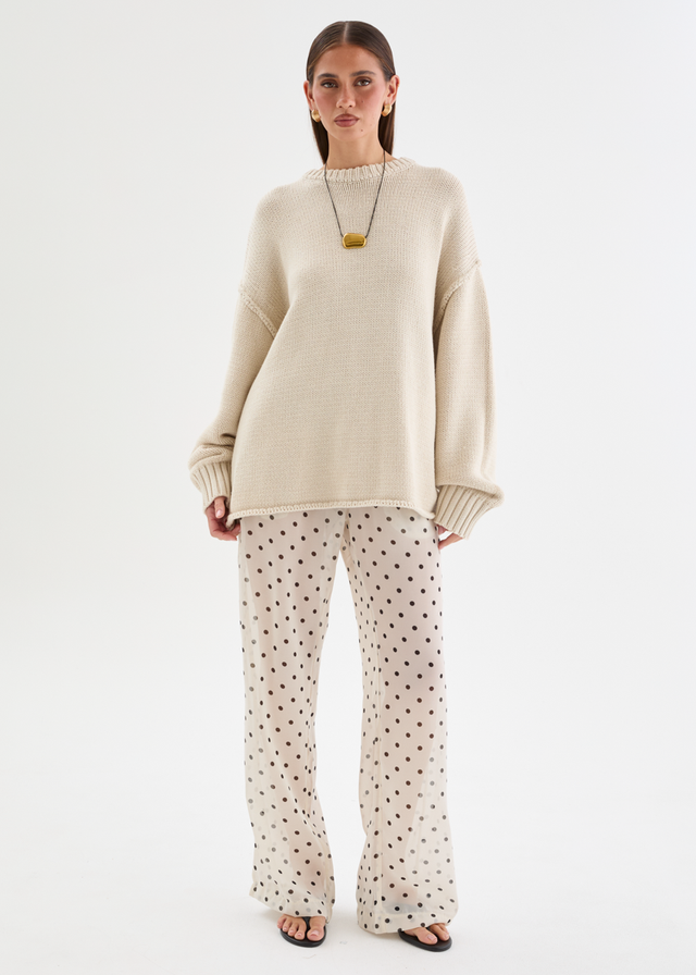 Felecia Pants - Beige Polka Dot