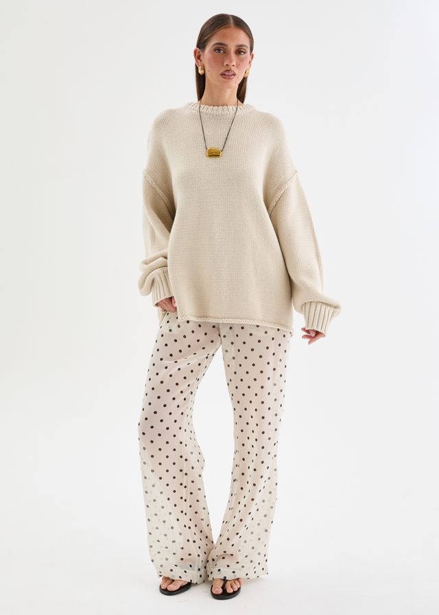 Felecia Pants - Beige Polka Dot