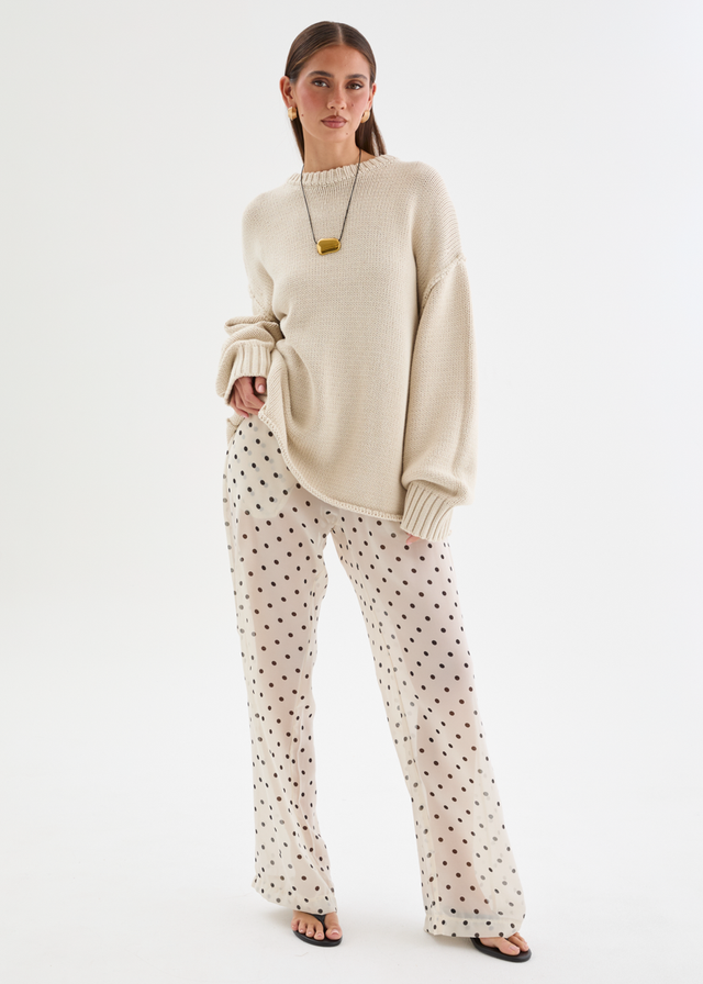 Felecia Pants - Beige Polka Dot