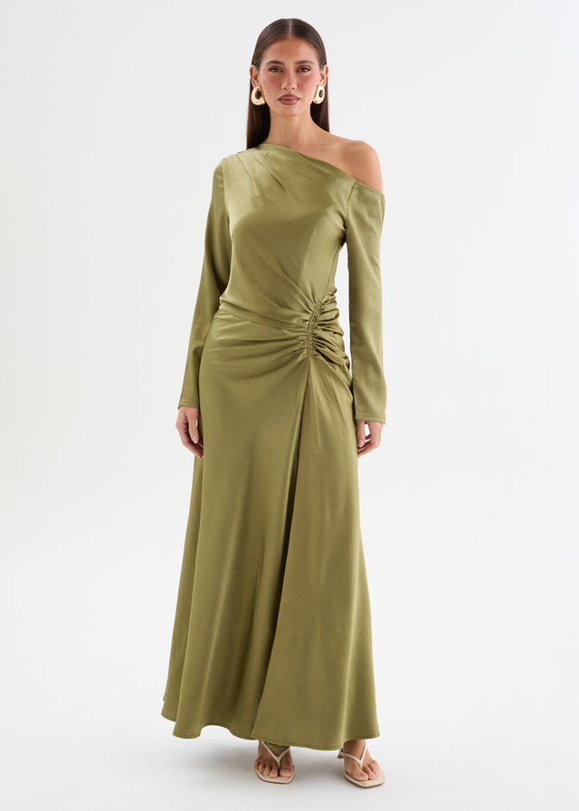 Destini Drop Shoulder Maxi Dress - Olive