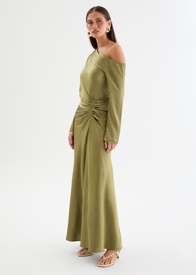 Destini Drop Shoulder Maxi Dress - Olive