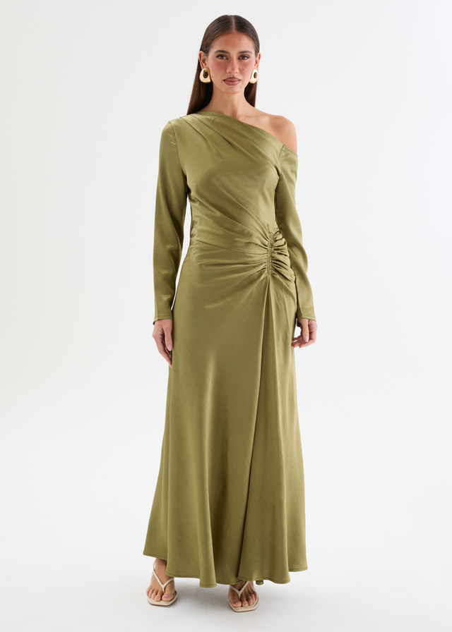 Destini Drop Shoulder Maxi Dress - Olive