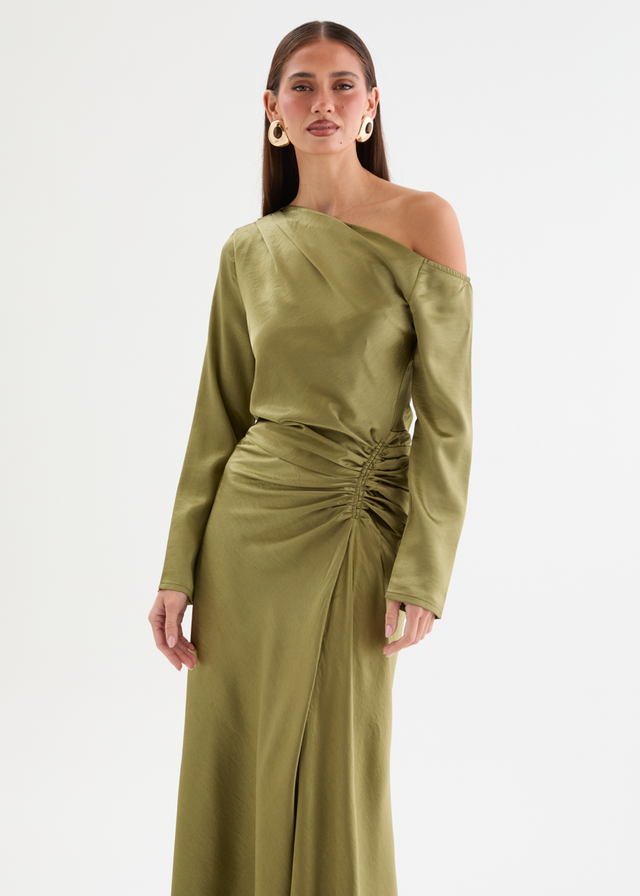 Destini Drop Shoulder Maxi Dress - Olive Gingham & Heels Destini Drop Shoulder Maxi Dress - Olive Gingham & Heels