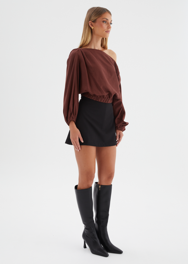 Marlowe Drop Shoulder Top - Chocolate