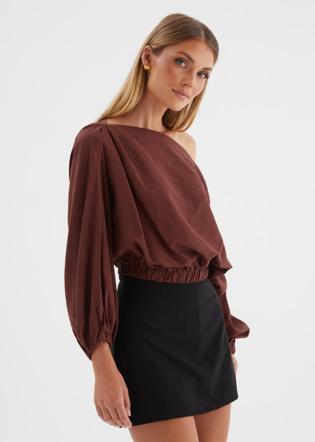 Marlowe Drop Shoulder Top - Chocolate