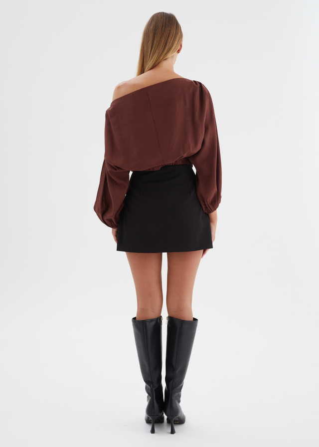 Marlowe Drop Shoulder Top - Chocolate