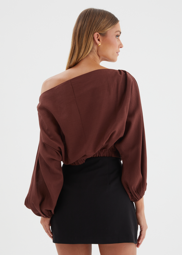 Marlowe Drop Shoulder Top - Chocolate