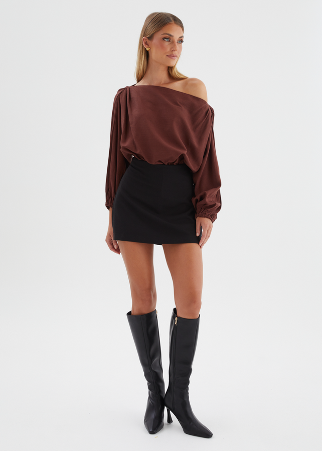 Marlowe Drop Shoulder Top - Chocolate