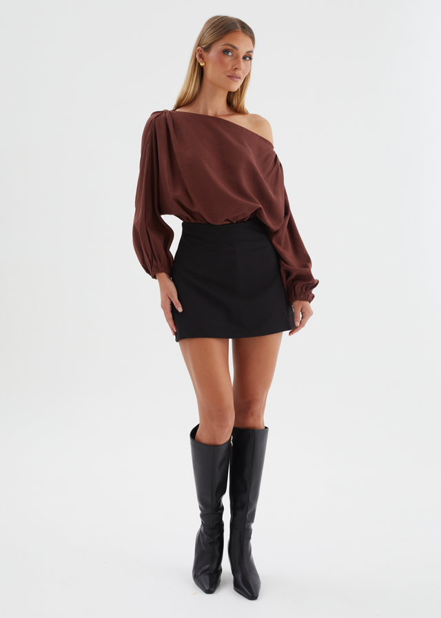 Marlowe Drop Shoulder Top - Chocolate