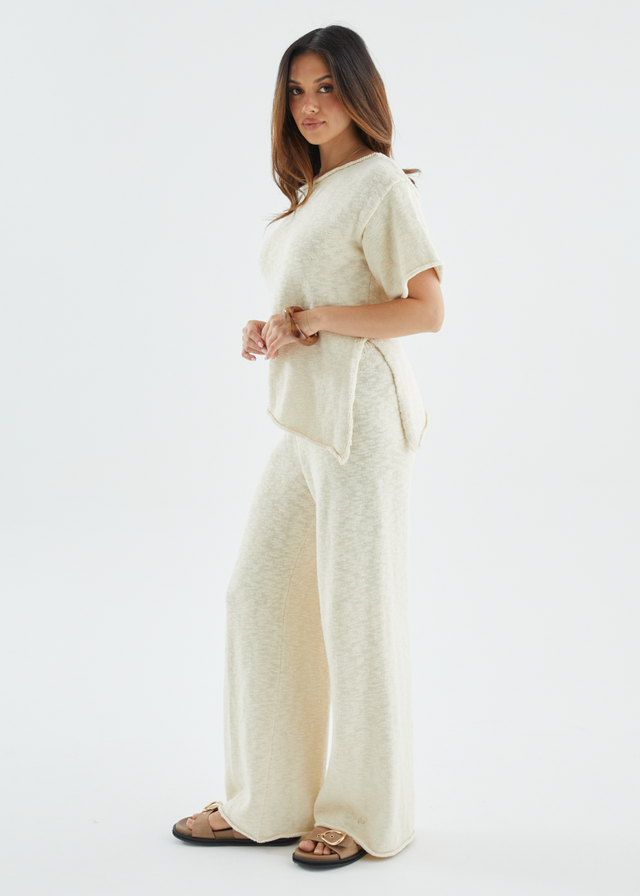 Chester Drop Shoulder Knit Top - Beige