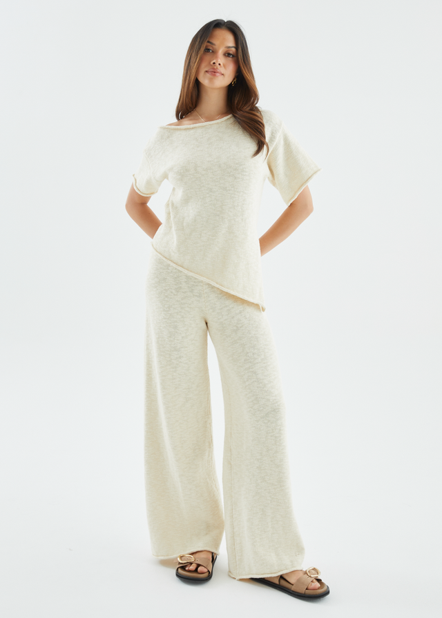 Chester Drop Shoulder Knit Top - Beige