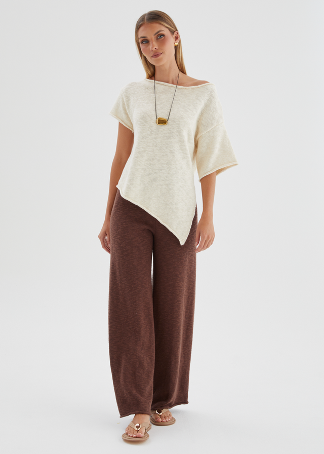 Chester Drop Shoulder Knit Top - Beige