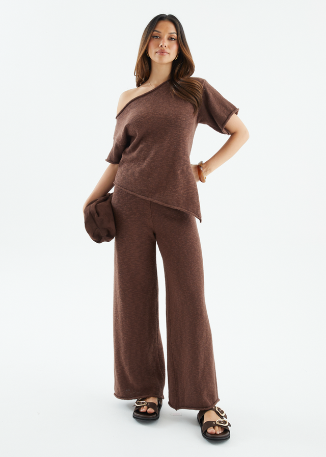 Chester Drop Shoulder Knit Top - Chocolate