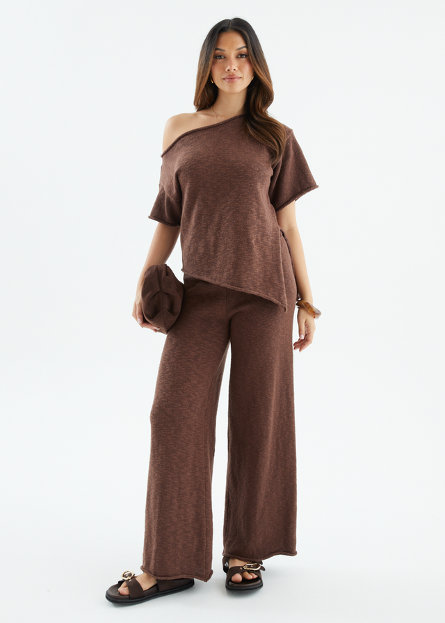 Chester Drop Shoulder Knit Top - Chocolate