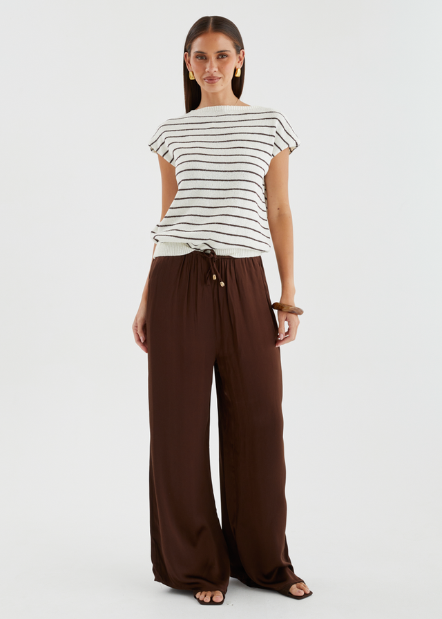 Micah Knit Top - White Choc Stripe