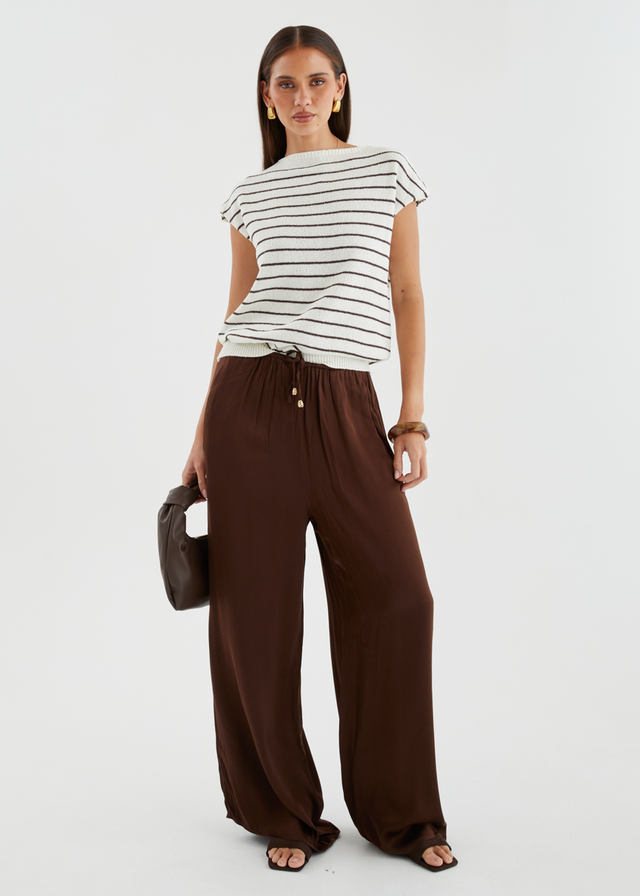 Micah Knit Top - White Choc Stripe