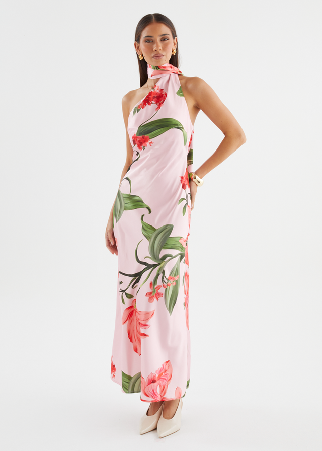 Ally One Shoulder Maxi Dress - Watermelon Floral
