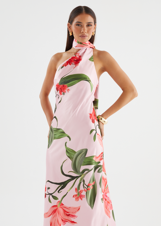 Ally One Shoulder Maxi Dress - Watermelon Floral