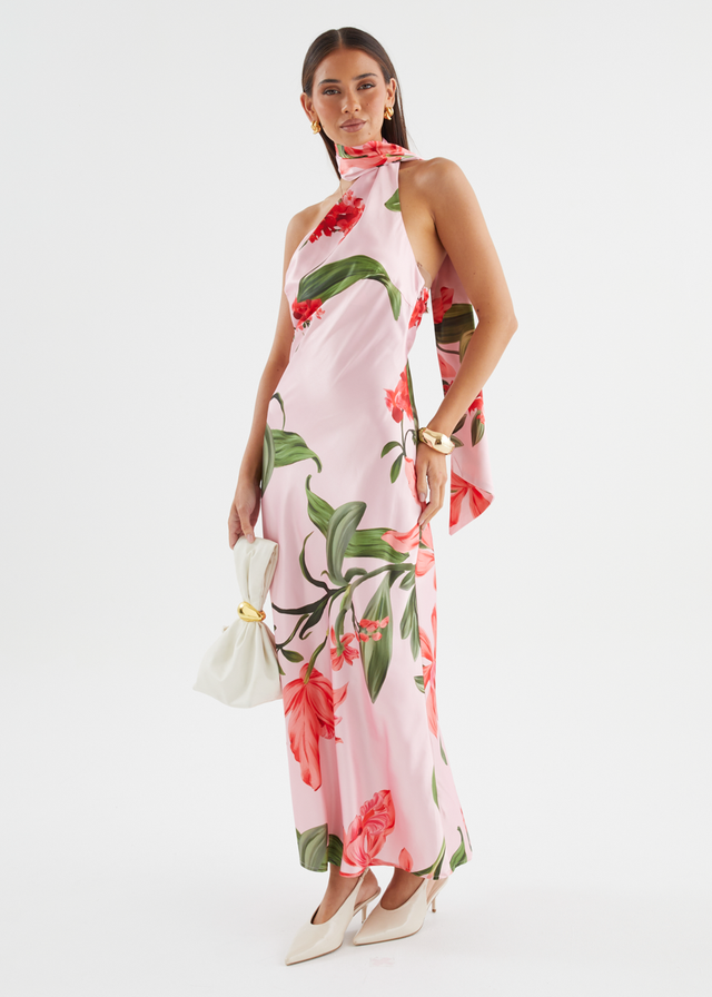 Ally One Shoulder Maxi Dress - Watermelon Floral