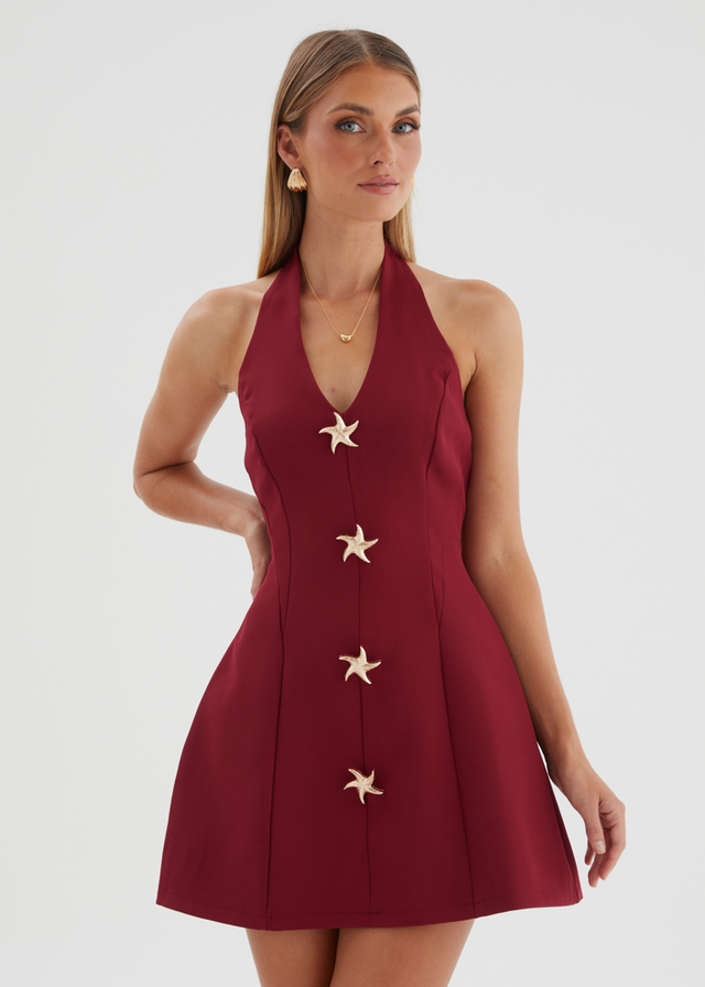 Oaklyn Halter Dress - Burgundy