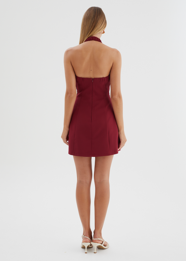 Oaklyn Halter Dress - Burgundy