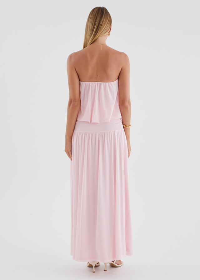 Janey Strapless Mesh Maxi Dress - Pink
