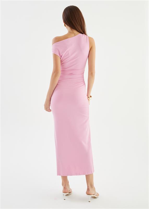 Javah One Shoulder Midi Dress - Pink