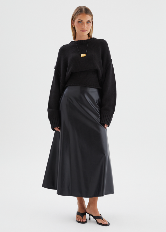 Coltrane PU Midi Skirt - Black