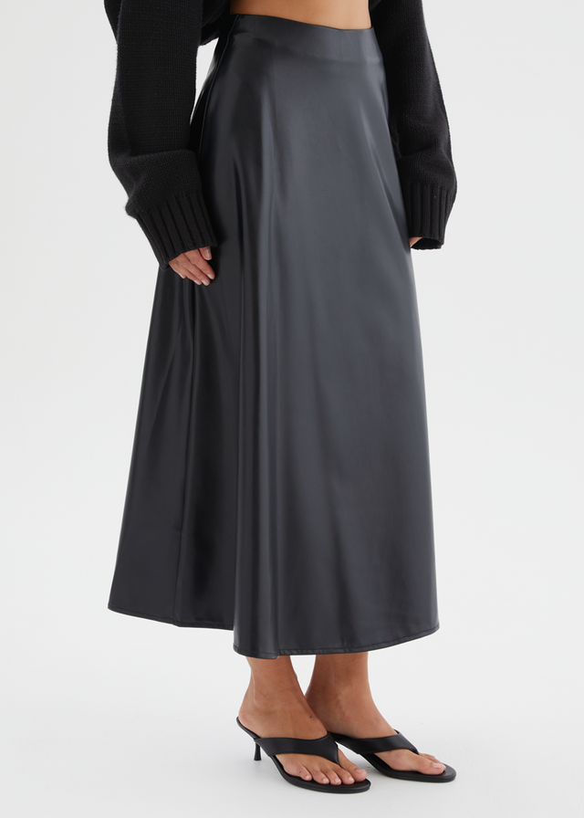 Coltrane PU Midi Skirt - Black