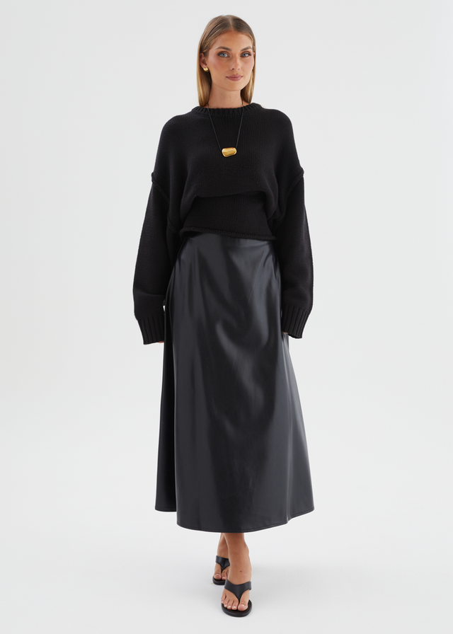 Coltrane PU Midi Skirt - Black