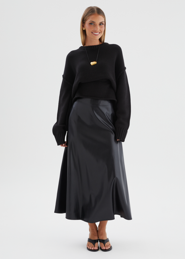 Coltrane PU Midi Skirt - Black