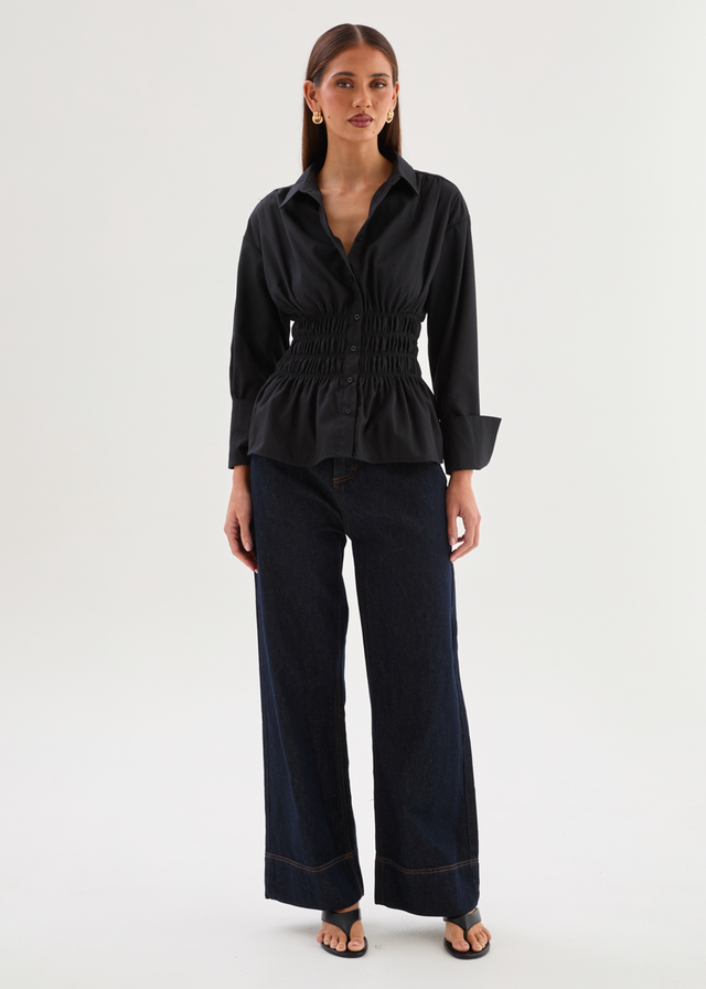 Shelby Shirred Shirt - Black
