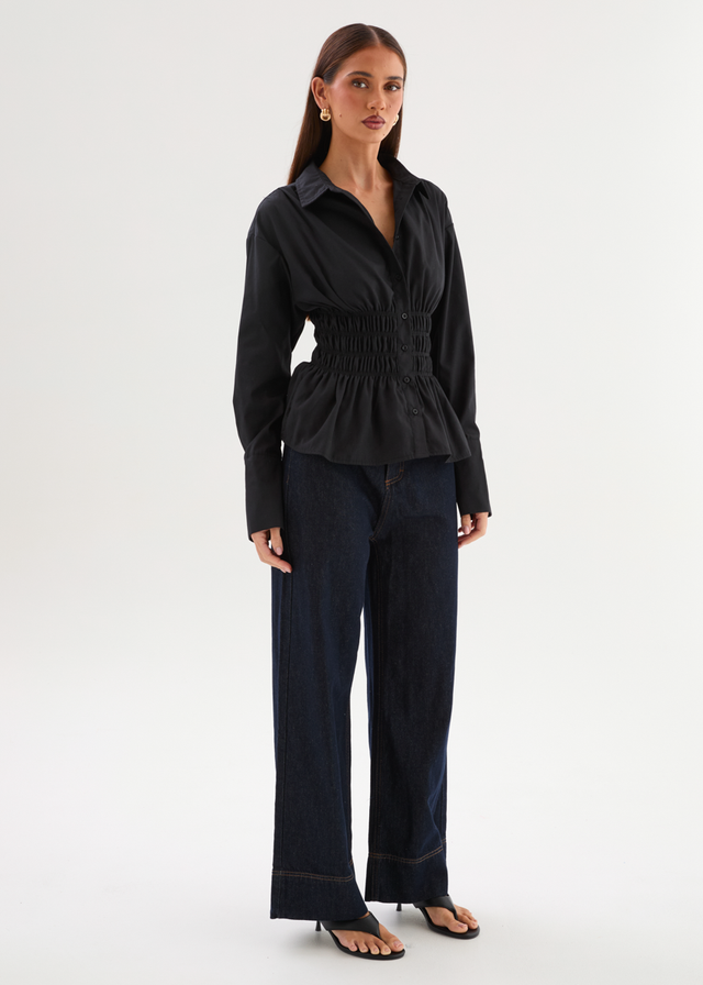 Shelby Shirred Shirt - Black