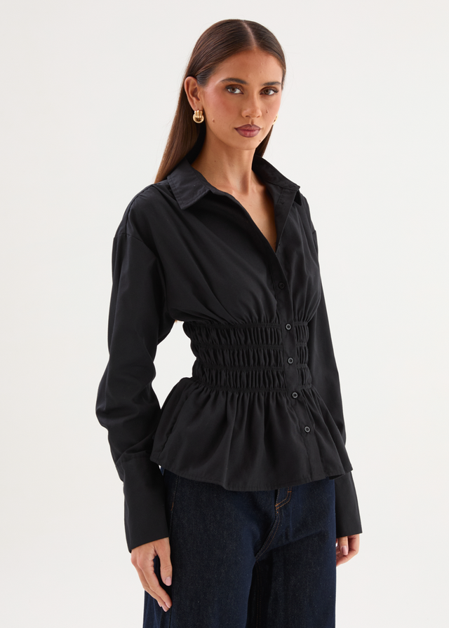 Shelby Shirred Shirt - Black