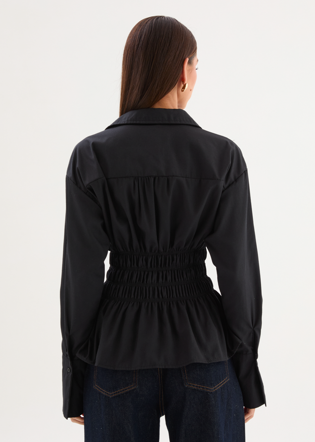 Shelby Shirred Shirt - Black