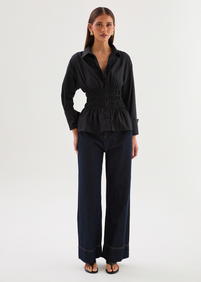 Shelby Shirred Shirt - Black