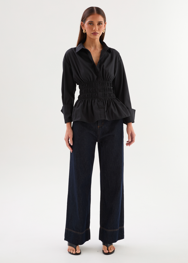 Shelby Shirred Shirt - Black