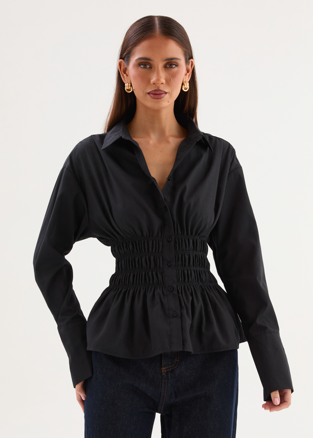 Shelby Shirred Shirt - Black