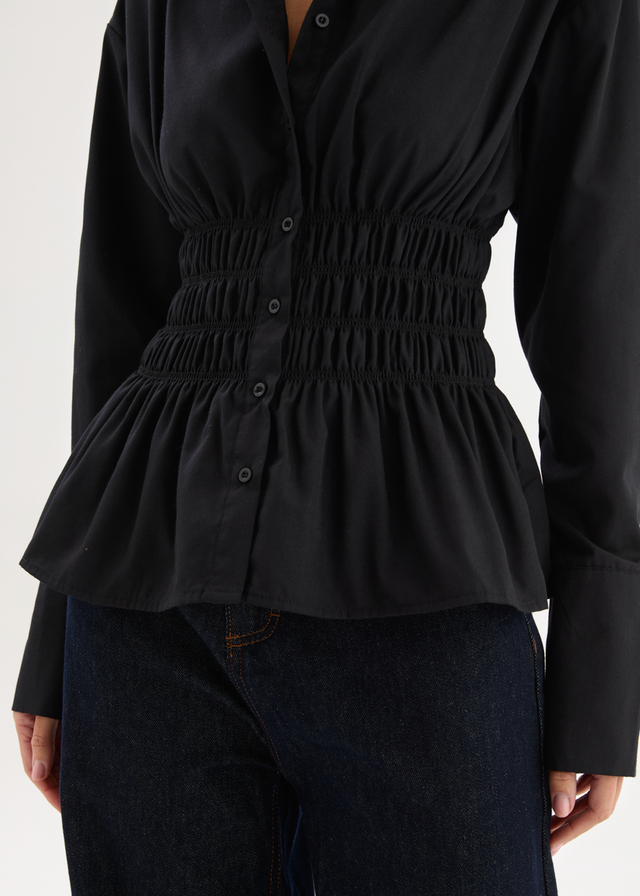 Shelby Shirred Shirt - Black