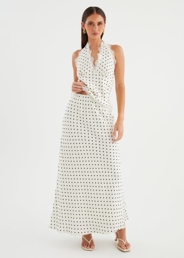 Berlina Maxi Skirt - White Polka Dot