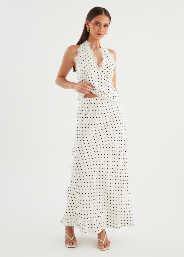 Berlina Maxi Skirt - White Polka Dot