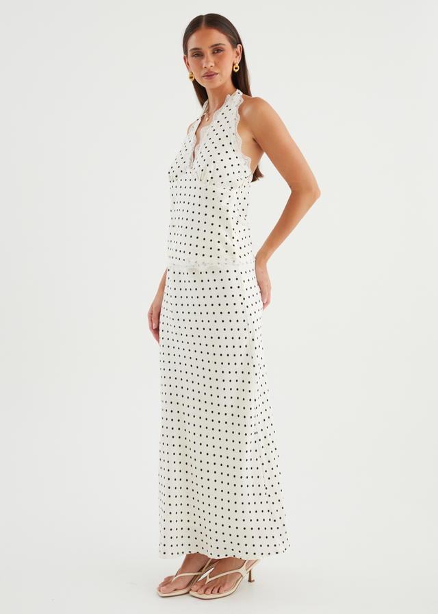 Berlina Maxi Skirt - White Polka Dot