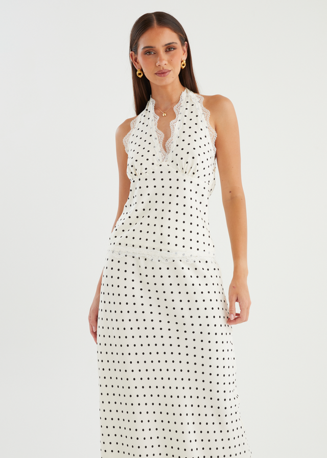 Berlina Halter Top - White Polka Dot